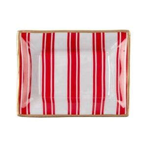 Jayes Studio. Sparkling New. Ticking Stripe Porcelain Tray. 4x5”.